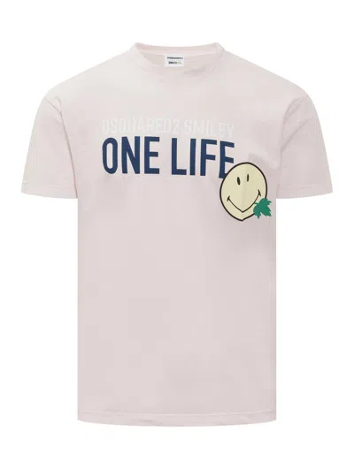 Dsquared2 Slogan Print Crewneck T-shirt In Pink