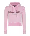 Dsquared2 Slogan-print Cropped Cotton Hoodie In Pink
