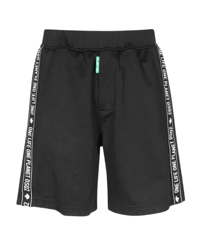 Dsquared2 Slogan-print Elasticated-waist Shorts In Black