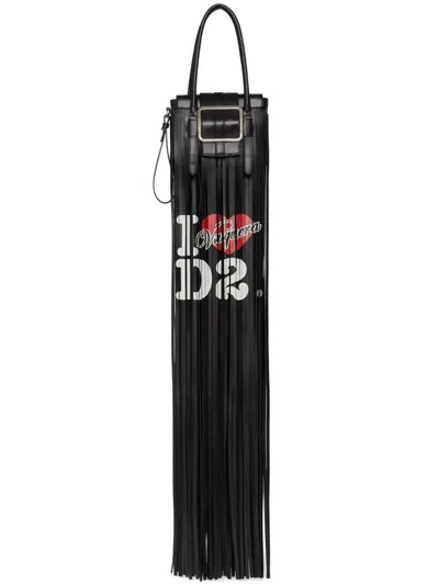 Dsquared2 Slogan-print Shoulder Bag In Black