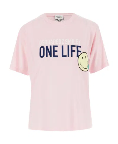 Dsquared2 Slogan-print T-shirt In Pink