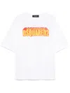 Dsquared2 Crew Neck Cracked Effect Graphic Print In White