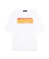 Dsquared2 Crew Neck Cracked Effect Graphic Print In White