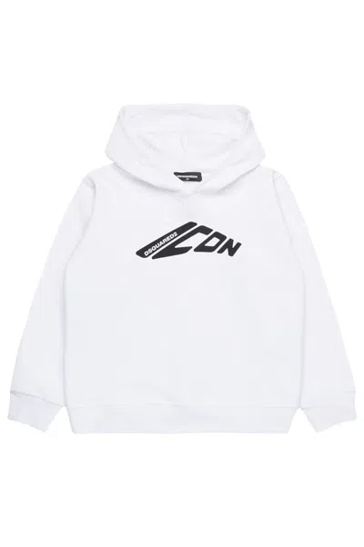 Dsquared2 Kids' Icon-print Cotton Hoodie In White