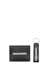 Dsquared2 Smooth Leather Wallet With Keyring Attachment And Bold Logo In Gray