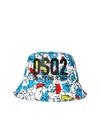 Dsquared2 Smurfs Logo Bucket Hat In White