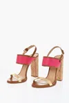 Dsquared2 Snake Leather Essential Sandals With Cork Heel 12cm In Multi