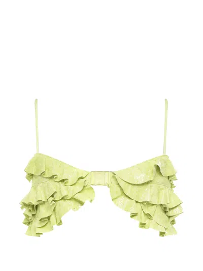 Dsquared2 Snake-effect Ruffled Top In Green
