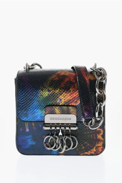 Dsquared2 Snakes Effect Leather Printed Bag With Metallic Detail In Multi
