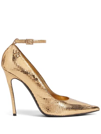Dsquared2 Snakeskin-effect Leather Pumps In Gold