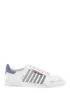Dsquared2 White Low Top Sneakers With Logo Patch On Tongue And Side And Contrasting Heel With Logo In Leather  In White