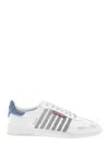 Dsquared2 White Low Top Sneakers With Logo Patch On Tongue And Side And Contrasting Heel With Logo In Leather  In White