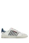 Dsquared2 White Low Top Sneakers With Logo Patch On Tongue And Side And Contrasting Heel With Logo In Leather 