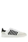 Dsquared2 White And Black Low Top Sneakers With Contrasting Bands In Leather Man