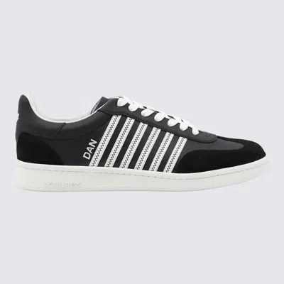 Dsquared2 Black Leather Sneakers In Black+white