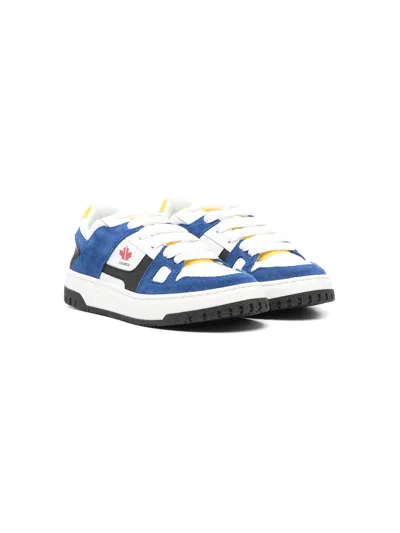 Dsquared2 Kids' Colourblock Panelled Sneakers In Blue