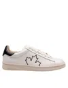 Dsquared2 Boxer Sneakers In Leather Color Black And White In Beige