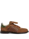 Dsquared2 Low Top Sneakers With Striped Suede Finish In Brown