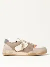 Dsquared2 Beige Sneakers With Suede Inserts And Embossed Logo On The Side In Leather Man In Beige