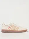 Dsquared2 Beige Low Top Sneakers With Logo Patch On The Tongue And Logo Lettering On The Heel In Canvas Blend 