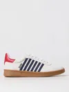 Dsquared2 Man Sneakers Off White Size 8 Calfskin In 蓝色
