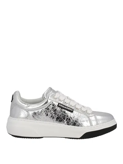 Dsquared2 Trainers In Laminated Crackle In Silver