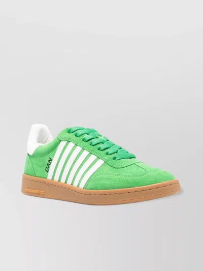 Dsquared2 Sneakers Leather Stripe Detailing In Verde+bianco