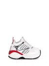 DSQUARED2 'DASH' WHITE AND SILVER LOW TOP SNEAKERS WITH 1964 LOGO IN TECHNO FABRIC MAN