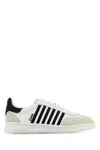 Dsquared2 White And Black Low Top Sneakers With Contrasting Bands In Leather Man In Multicolor