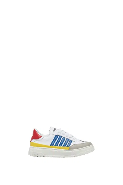 Dsquared2 Kids' Colour-block Panelled Leather Trainers In Multicolor