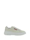 Dsquared2 Calfskin Sneakers With Perforated Round Toe In Panna
