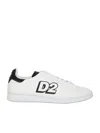 Dsquared2 Low Lace-up Sneakers With Printed Logo In White