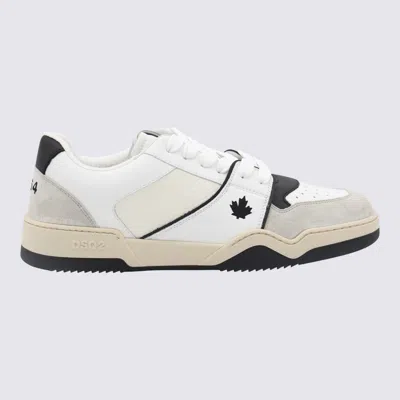 Dsquared2 White And Black Leather Sneakers In White+black