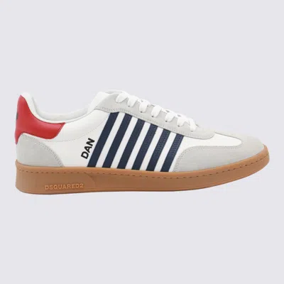 Dsquared2 White Leather Sneakers In White+blue+red