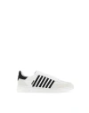Dsquared2 White And Black Low Top Sneakers With Contrasting Bands In Leather Man In White