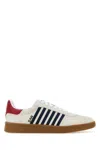 Dsquared2 Iconic White Calf Leather Boxer Sneakers In Whitebluered