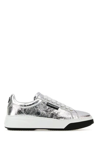 DSQUARED2 DSQUARED SILVER LEATHER BUMPER SNEAKERS