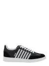 Dsquared2 Black Low Top Sneakers With Contrasting Striped Embellishment On The Side In Leather Woman