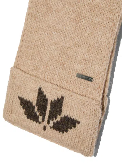 Dsquared2 Snowflakes Logo Knit Wool Scarf In Beige