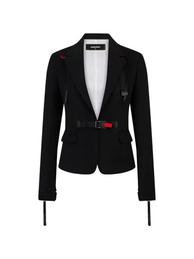 Dsquared2 Snow-tech Buckle-fastening Blazer In Blue