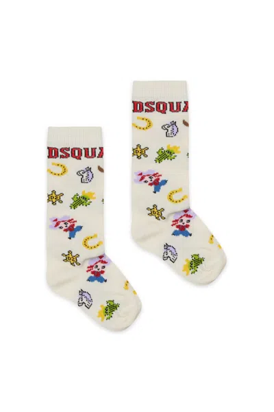 Dsquared2 Socks With Logo And Western Patterns In Multi