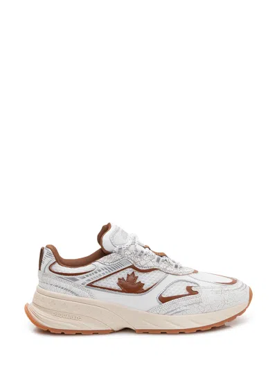 Dsquared2 Soft Fabric Sneakers For Effortless Style In Bianco Crema-marrone