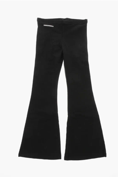 Dsquared2 Solid Bootcut Leggings With Contrast Logo In Black