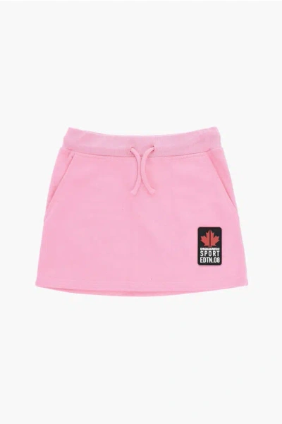 Dsquared2 Babies' Solid Color A-line Skirt With Embossed Logo In Pink