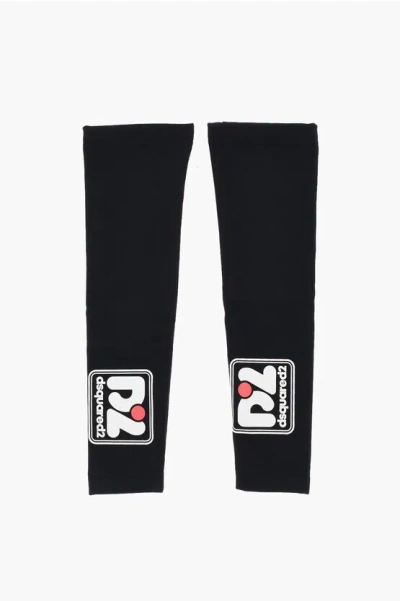 Dsquared2 Solid-color Arm Warmers With Printed Logo In Black
