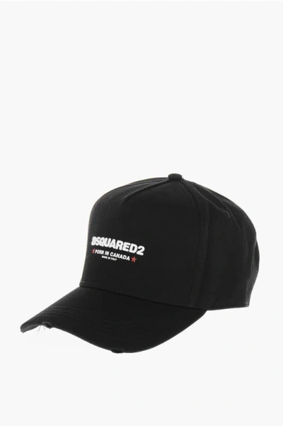 Dsquared2 Solid-color Baseball Cap Rocco With Contrasting Detail In Black