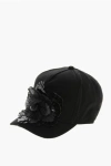 Dsquared2 Solid Color Baseball Cap With Floral Applique In Black