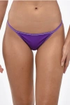 Dsquared2 Solid Color Bikini Bottom With Embossed Logo In Purple