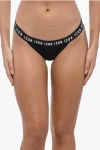 Dsquared2 Solid Color Bikini Bottom With Logoed Band In Black
