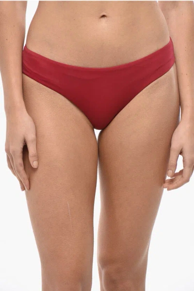 Dsquared2 Solid Color Bikini Bottom With Printed Logo In Red